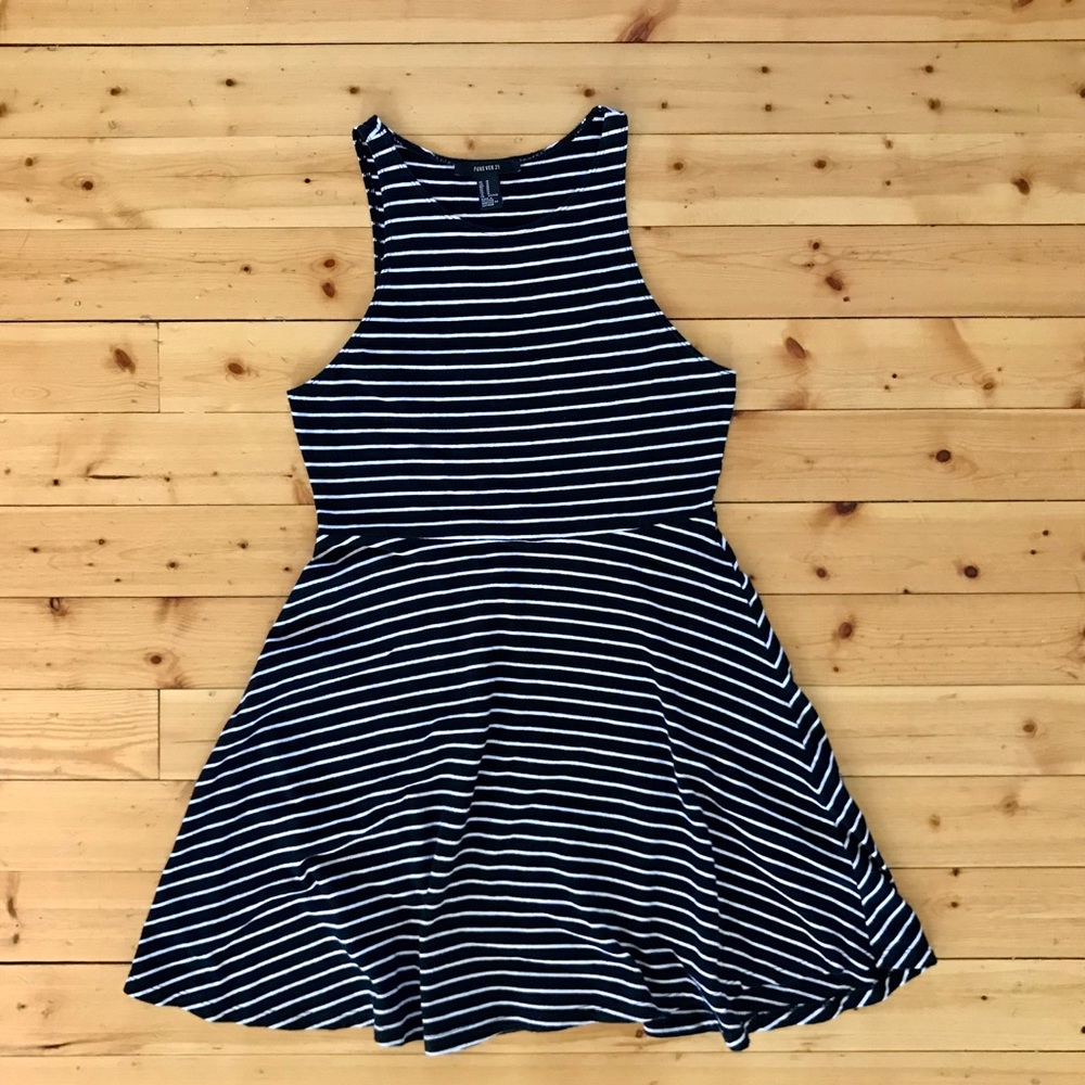 Black and White Striped Skater Dress